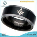 Anel de carboneto de tungstênio para homens Mason Freemason Masonic black plated